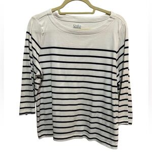 Croft & Barrow - white / Black stripes Cotton boat neck top - Size PXL